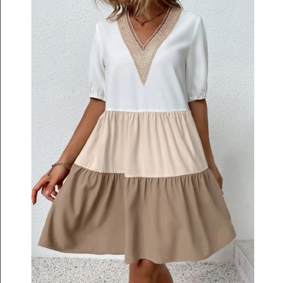 Boho Color Block Lace Oversized Dress - Picture 2 of 16